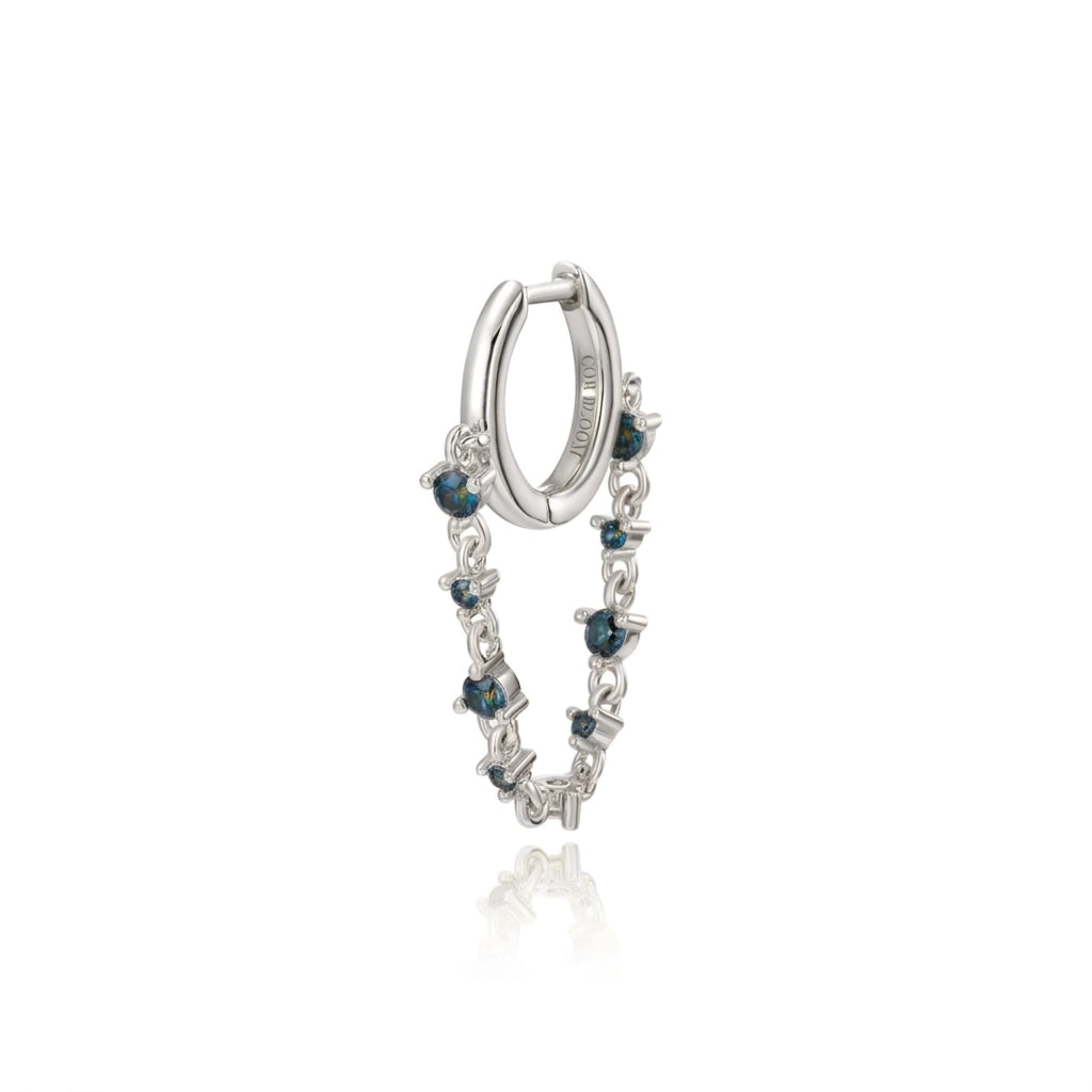 Livia Dark Iridescent Dangling Chain Hoop Earring