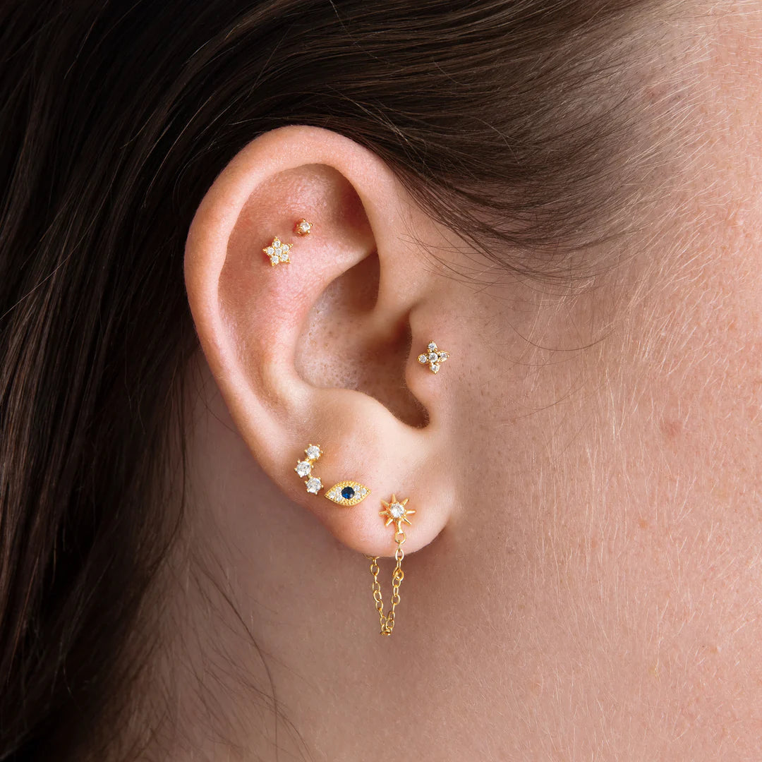 Blue Evil Eye Flat Back Piercing 16G