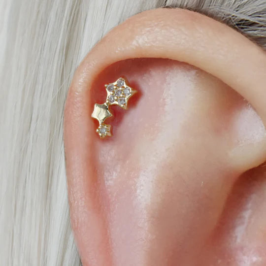 CLUSTER STARS Barbell Stud Earrings (20G)