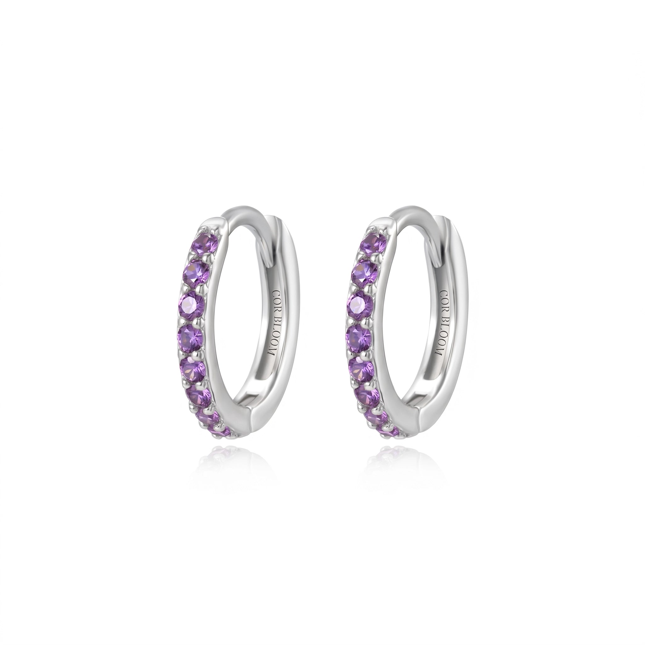 Arya Amethyst Pave Hoop Earrings
