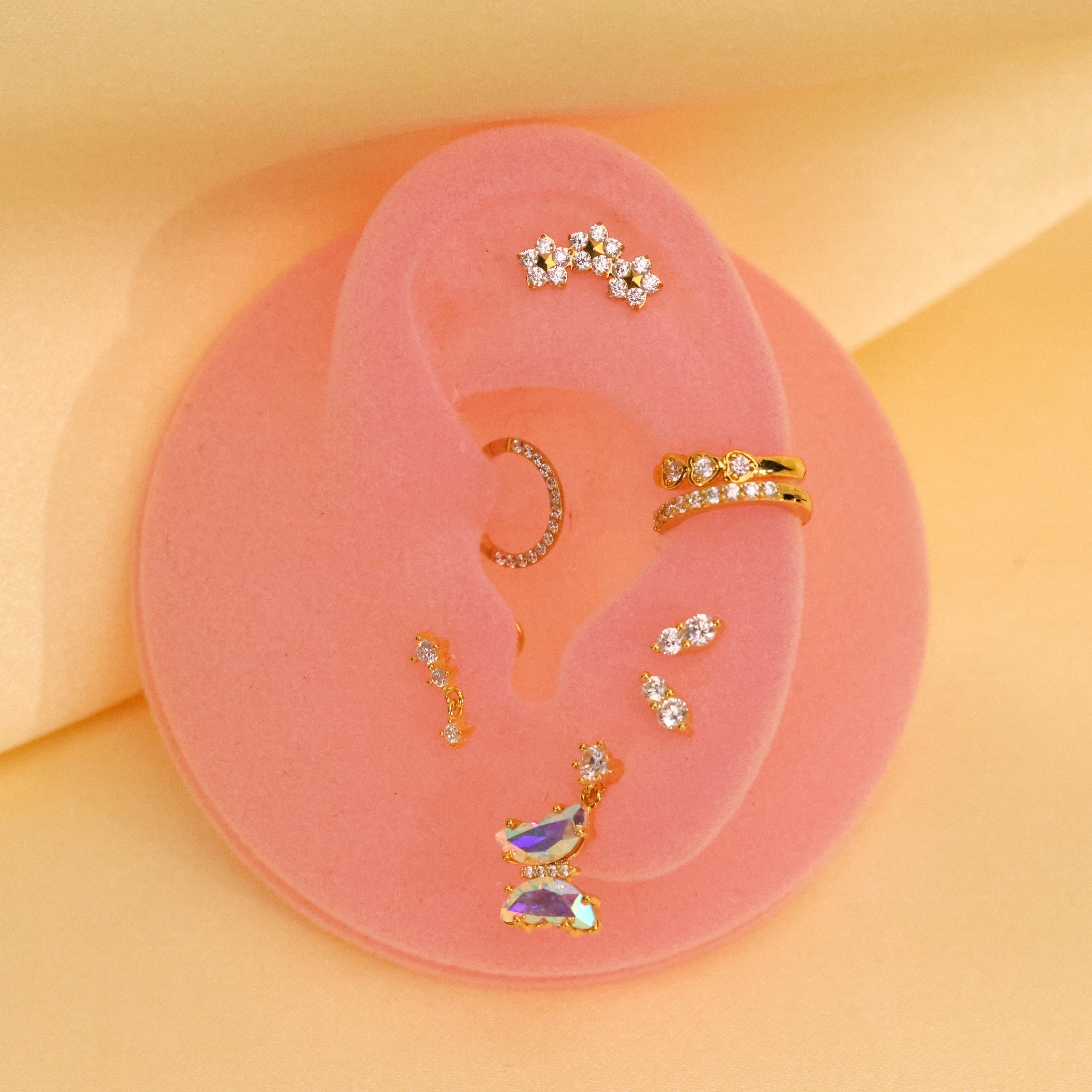 Titanium Cressida Trio Diamond Flower Piercing Stud