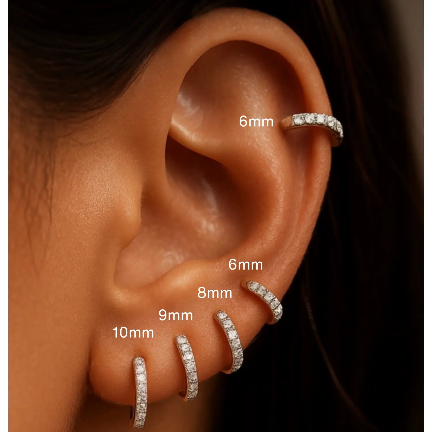 Classic Pave Hoop Earring (20G)