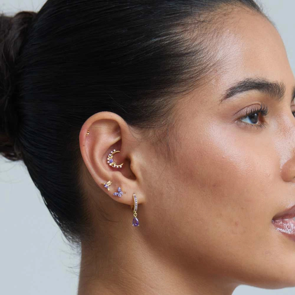 Titanium Amethyst Frida Bird Stud