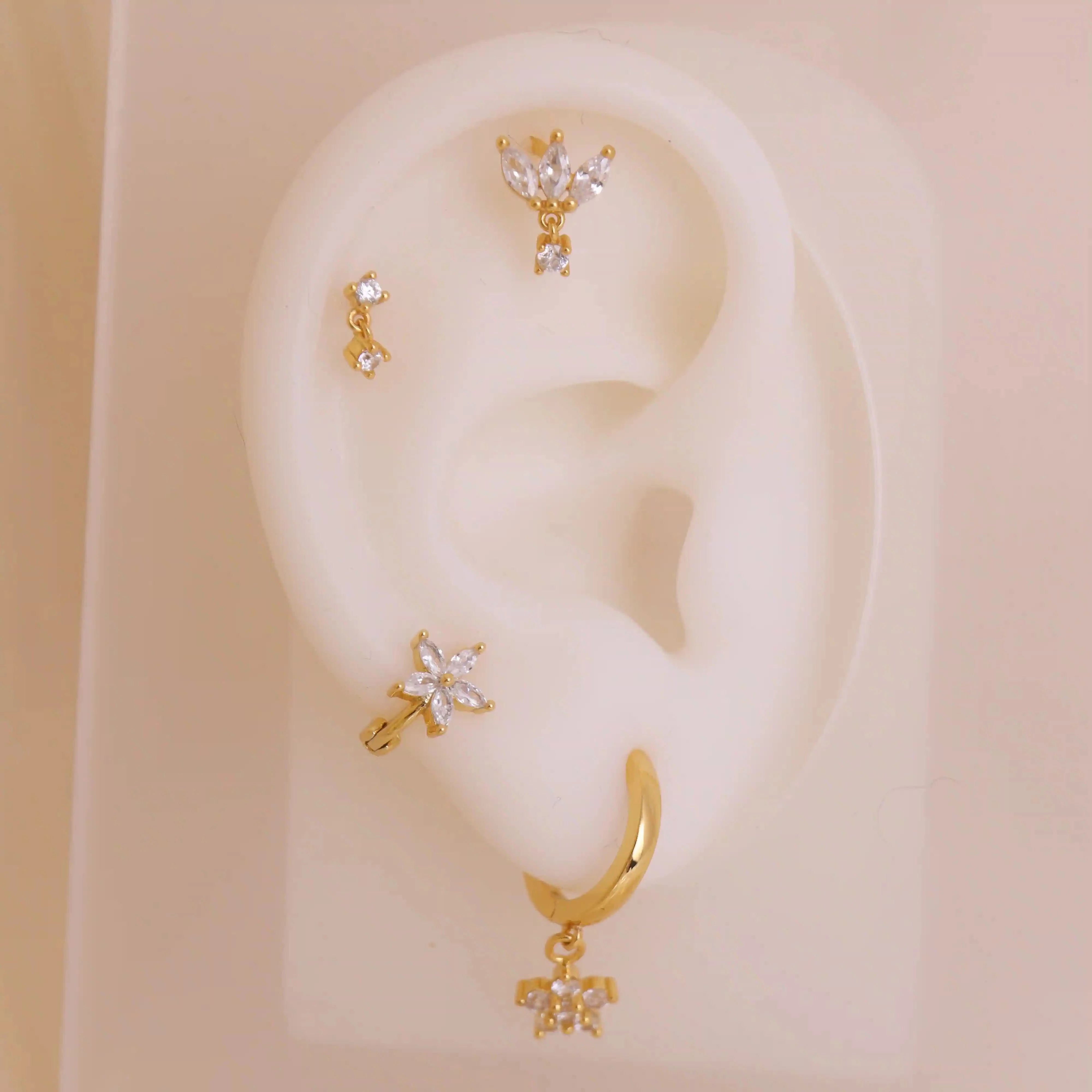 Titanium Trinity Petal Flat Back Stud