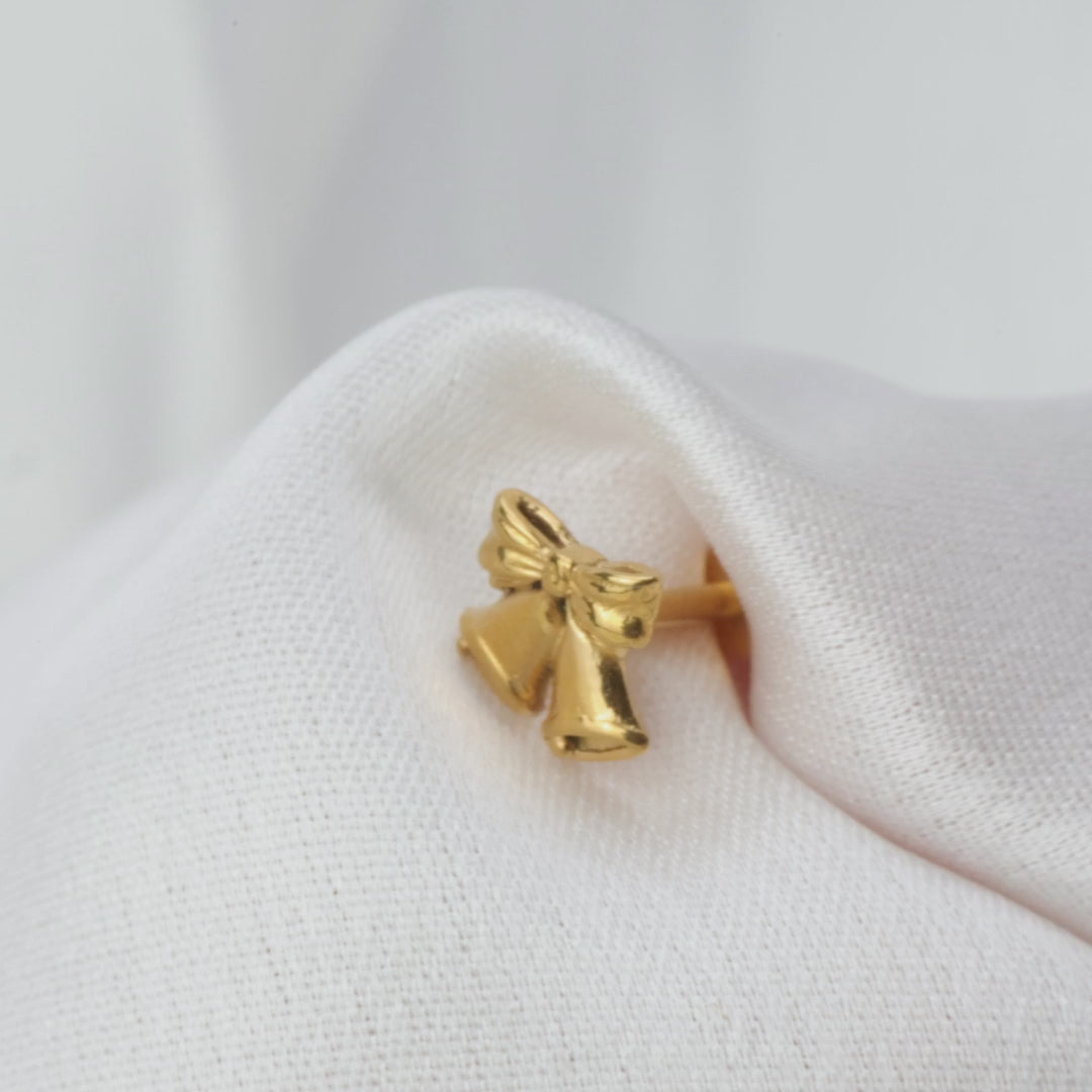 Load video: Solid Titanium Jingle Bells Flat Back Stud