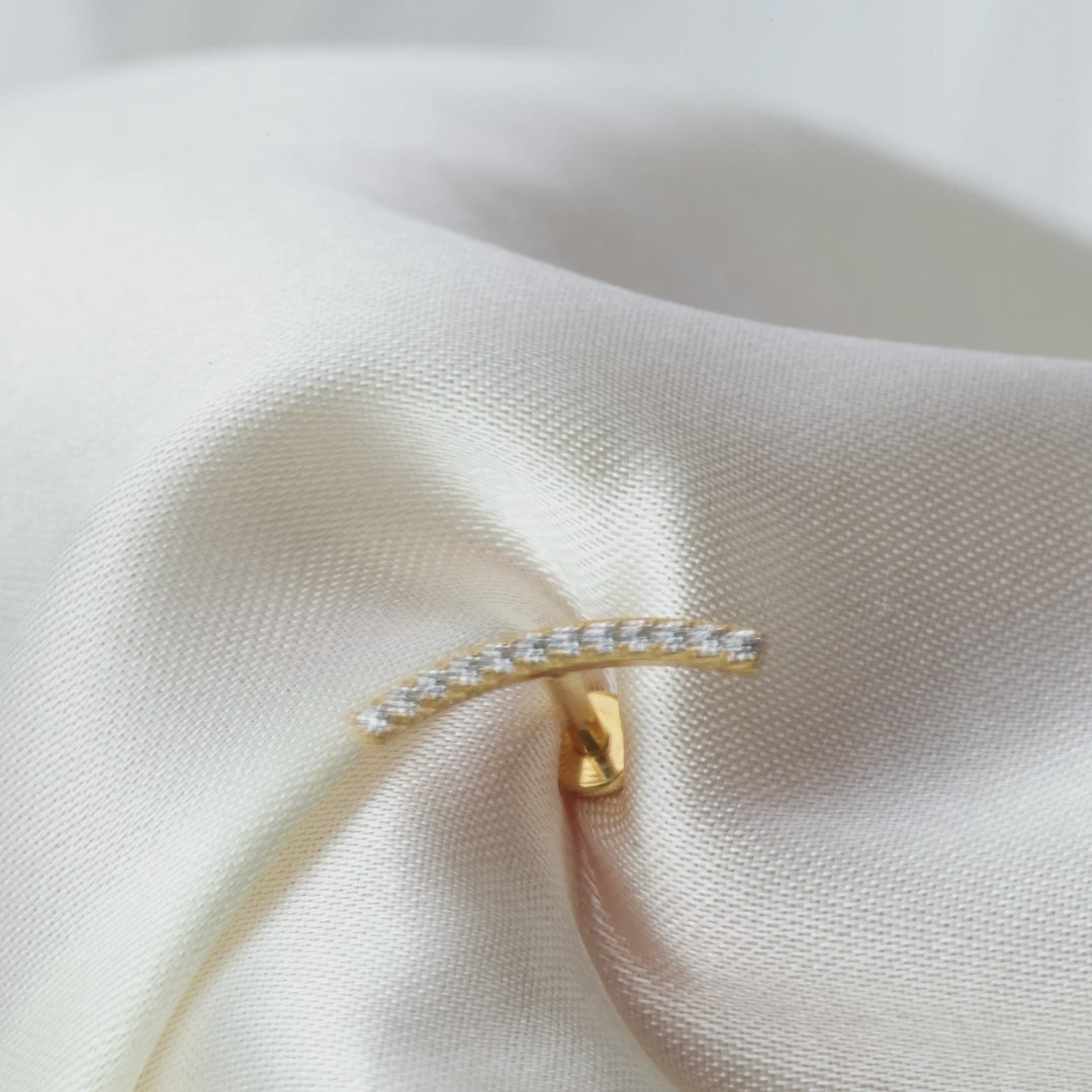 Load video: Sparkling Curve Helix Barbell Earring (18G)