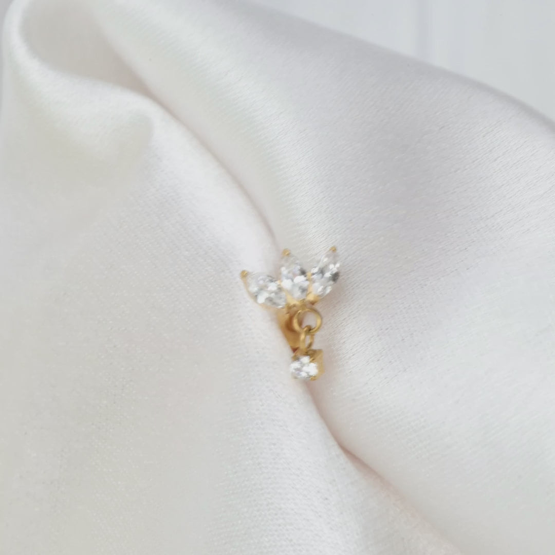 Load video: Dainty Marquise Dangle Flat Back Stud