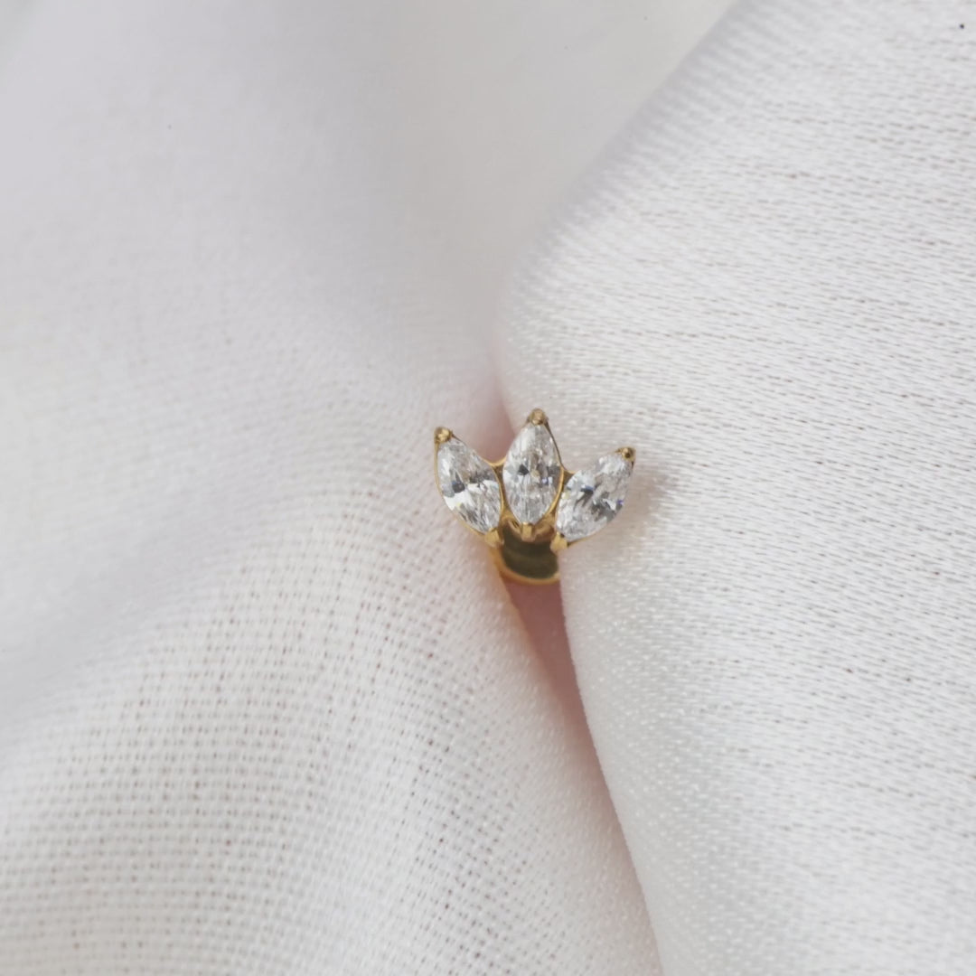 Load video: Titanium Dafni Mini Three-Petal Flat Back Piercing Stud