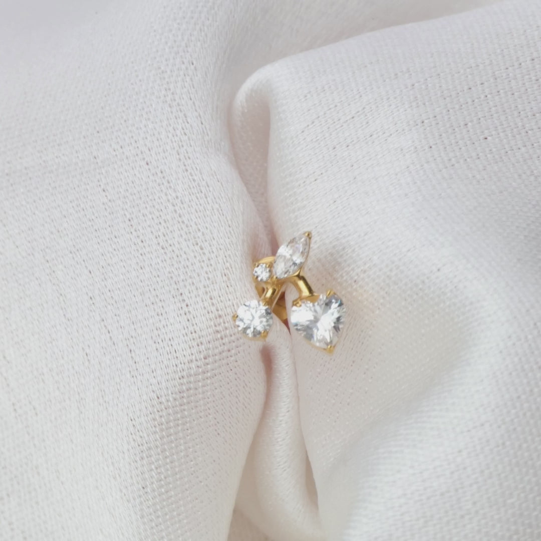 Load video: Titanium Crystal Cherry Flat Back Stud