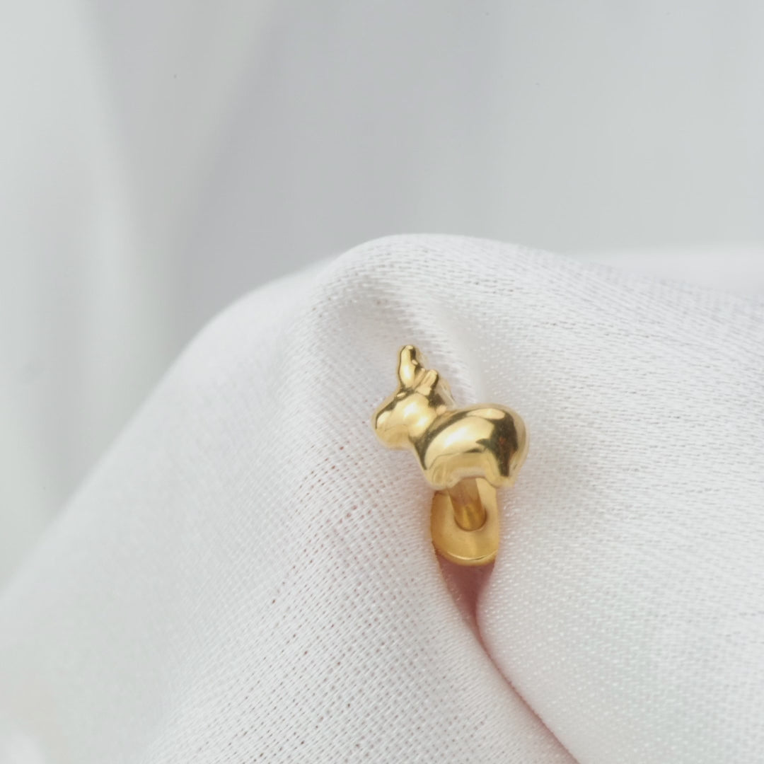 Load video: Titanium Capybara with mandarin orange on head Stud