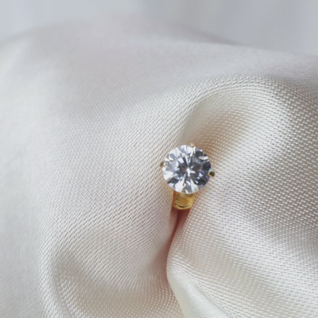 Load video: Titanium Firework Cut White Crystal Piercing Stud