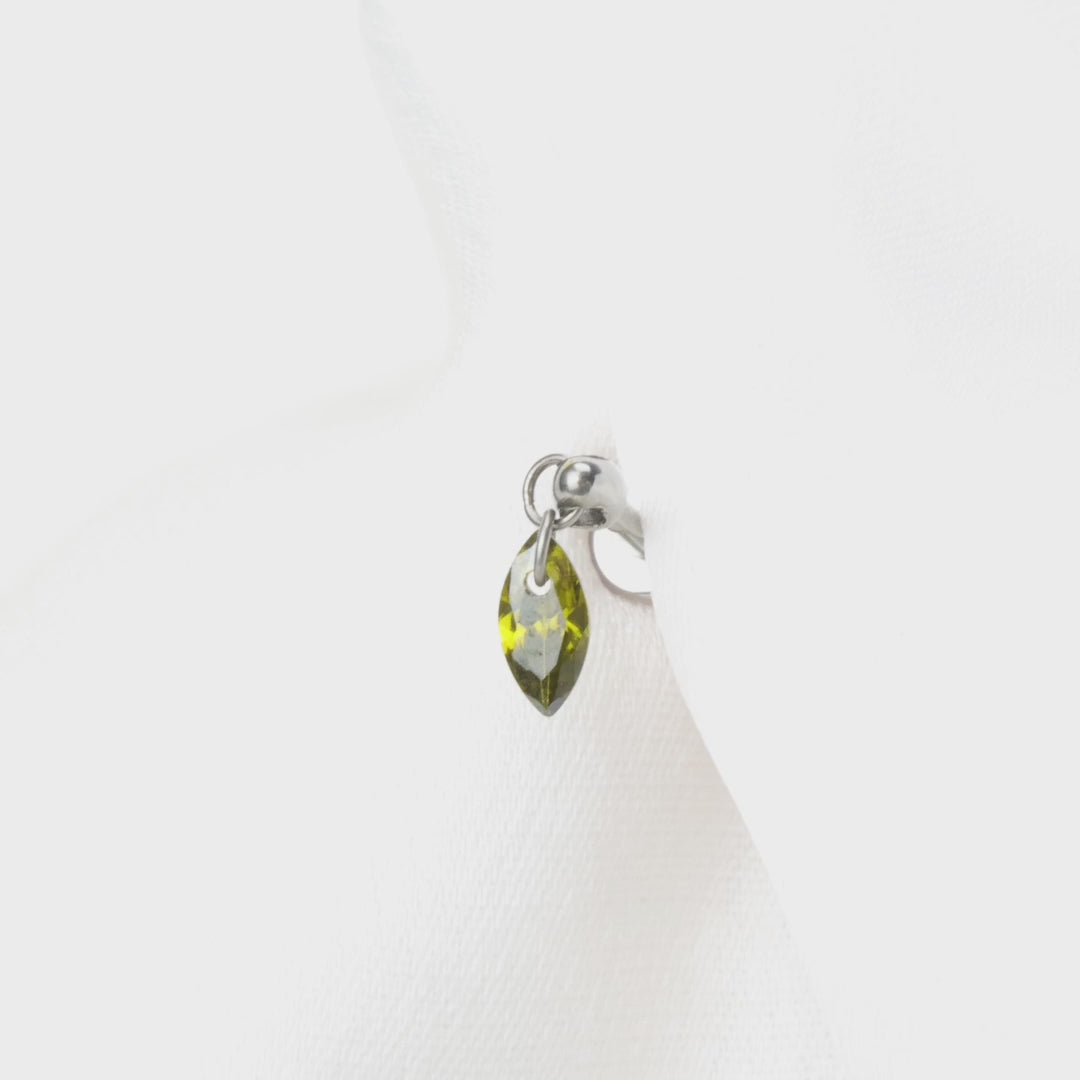 Load video: Titanium Peridot Floating Marquise Stud | Vertical Helix Earring