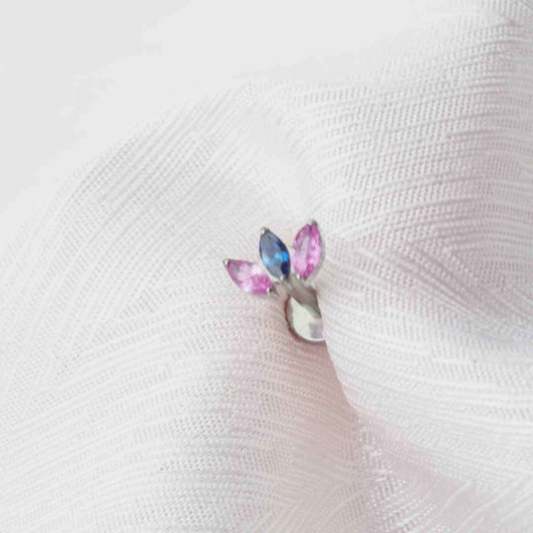 Load video: Titanium Dafni Mini Three-Petal Stud - Velvet Fire