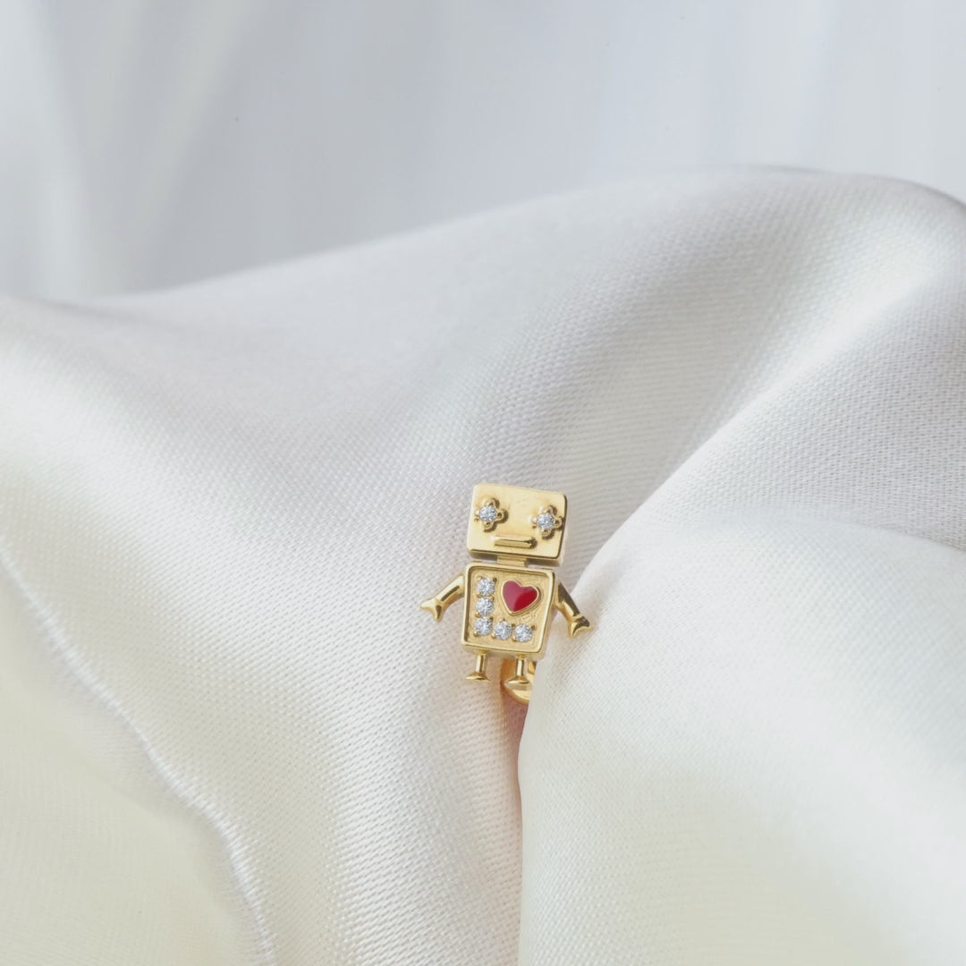 Load video: Titanium Mr. Robot Flat Back Stud - Red Heart