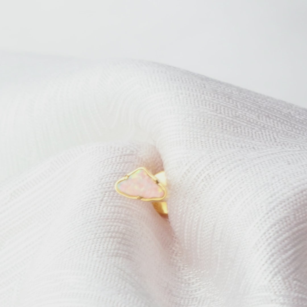 Load video: Titanium Mini White Opal Cloud Flat Back Stud