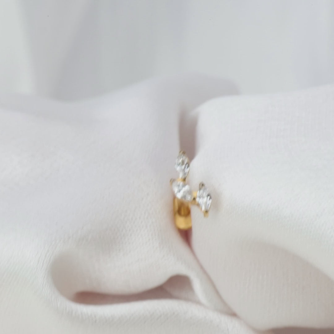 Load video: Titanium Aadhya Leaf Flat Back Stud