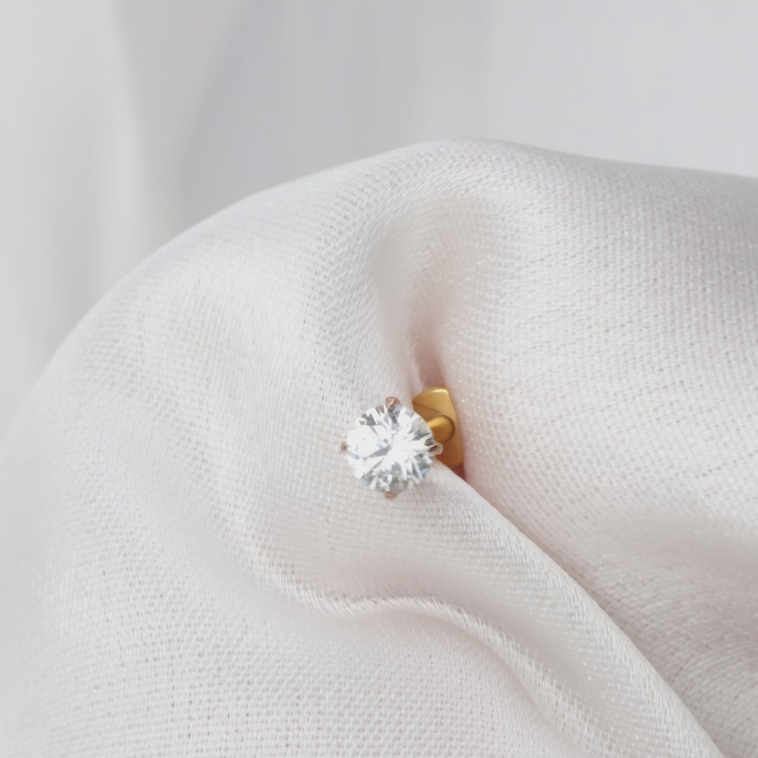 Load video: Titanium Multisize White Crystal Stud