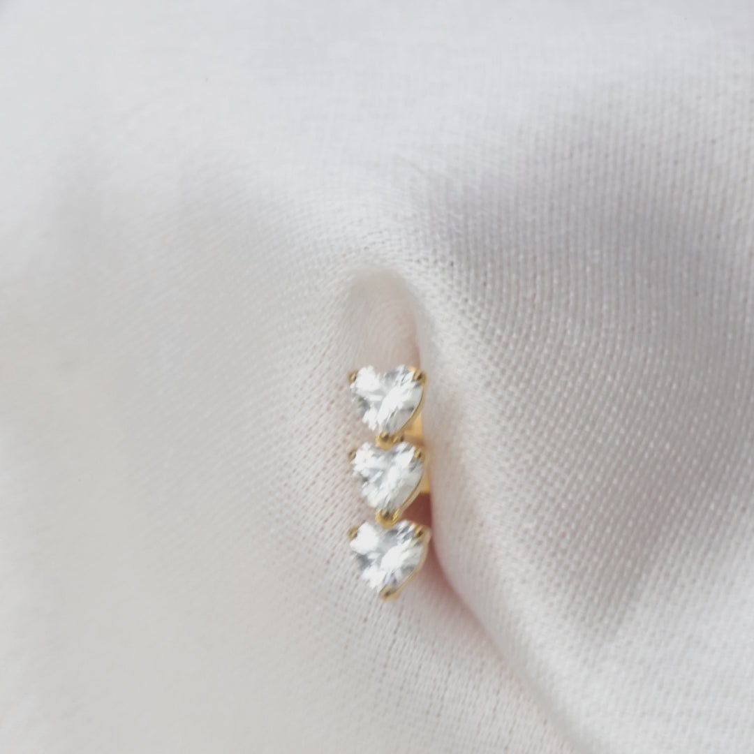 Load video: Titanium Adelpha Trio Pure White Heart Stud