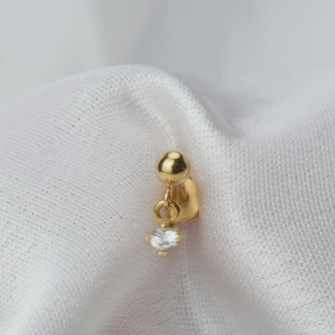 Load video: Mini Abby Dangling Crystal Duo Flat Back Stud