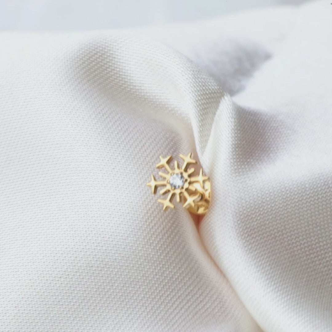 Load video: Titanium Little Diamond Snowflake Flat Back Stud