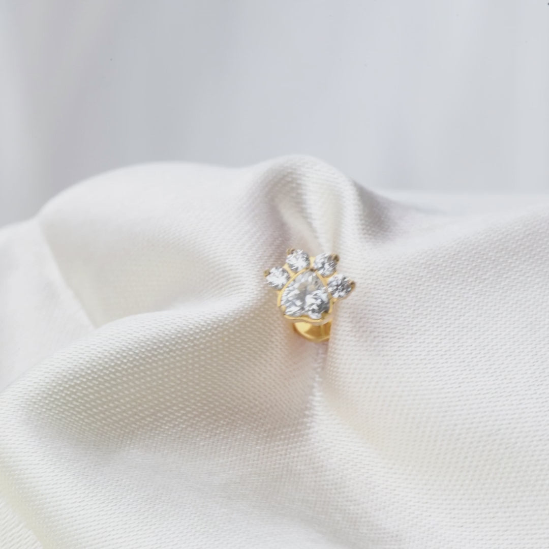 Load video: Titanium Lyanna Crystal Paw Flat Back Stud