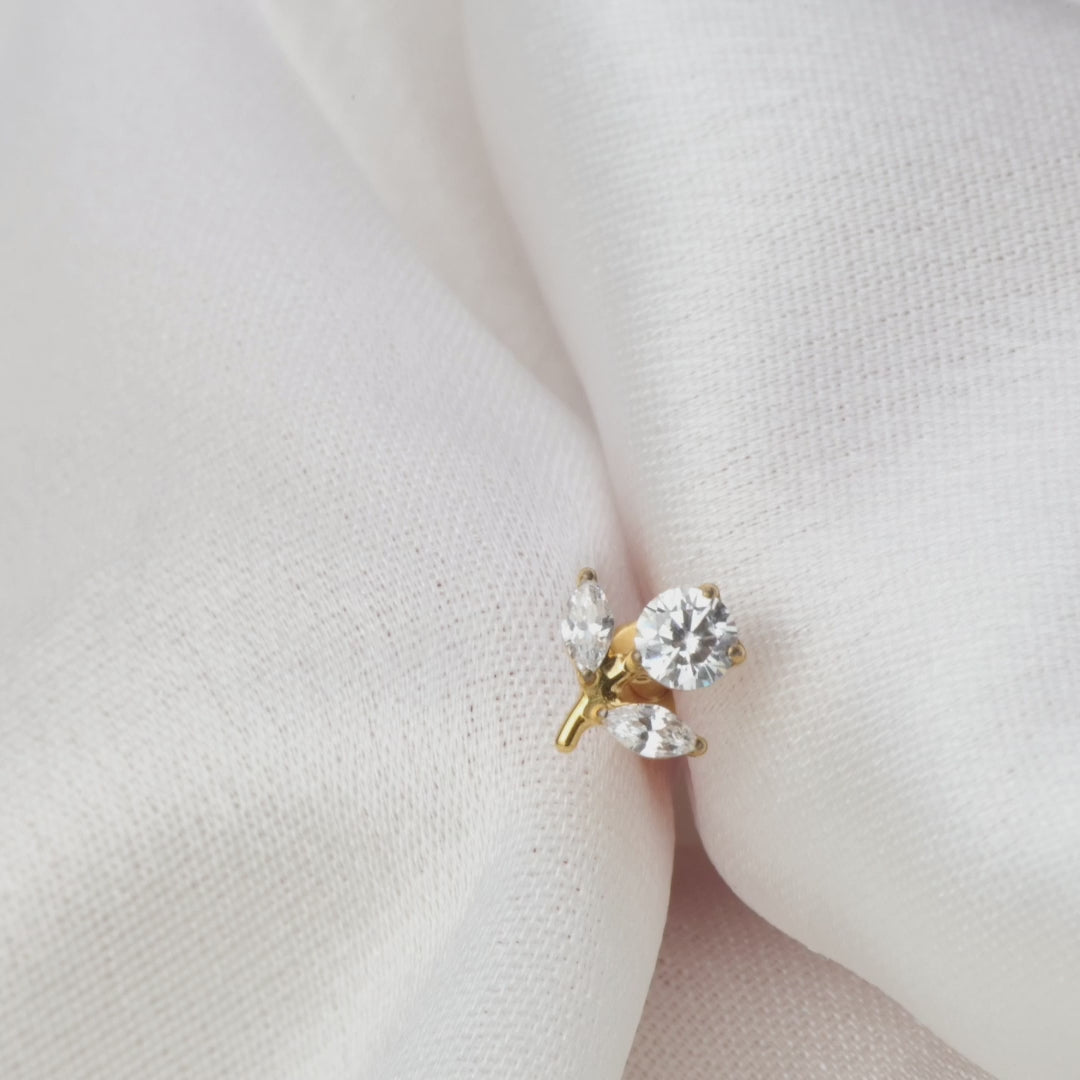 Load video: Titanium Gracelyn Crystal Spring Flower Flat Back Stud