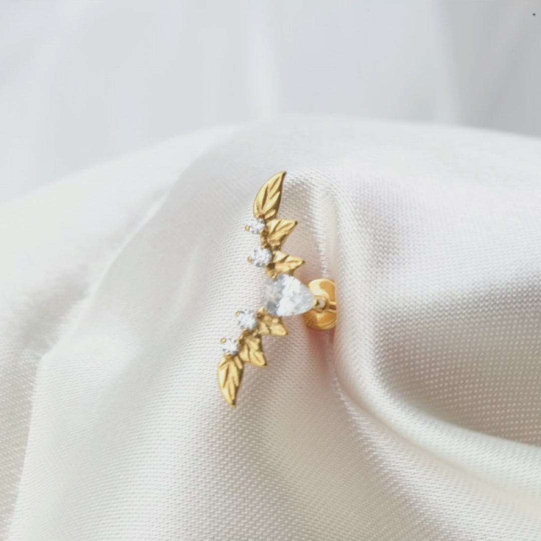 Load video: Titanium Angela Diamond Wing &amp; Love Flat Back Stud