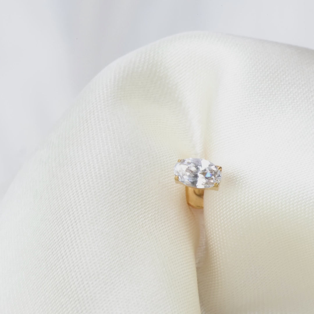 Load video: Titanium Crystal Oval Gemstone Flat Back Stud