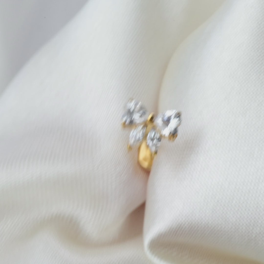 Load video: Titanium Daphne Diamond Ribbon Bow Flat Back Stud