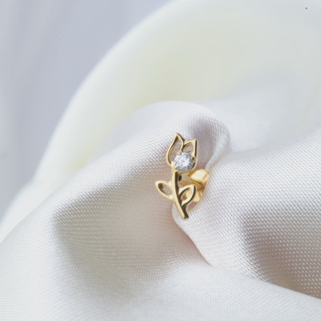 Load video: Titanium Kiara Crystal Climbing Flower Piercing Stud