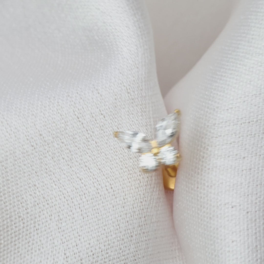 Load video: Titanium Liberty Crystal Butterfly Flat Back Stud
