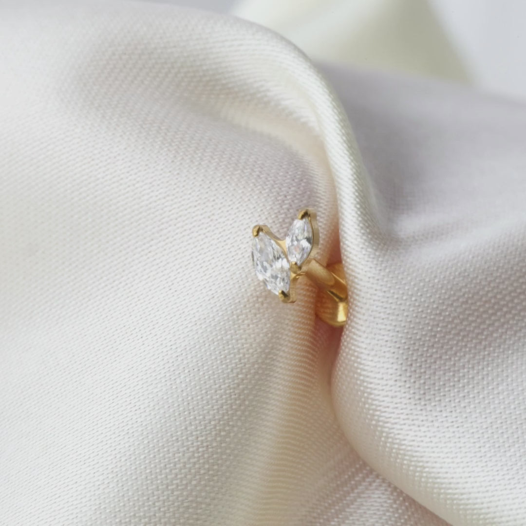 Load video: Titanium Akosua Mini Duo Petal Crystal Stud