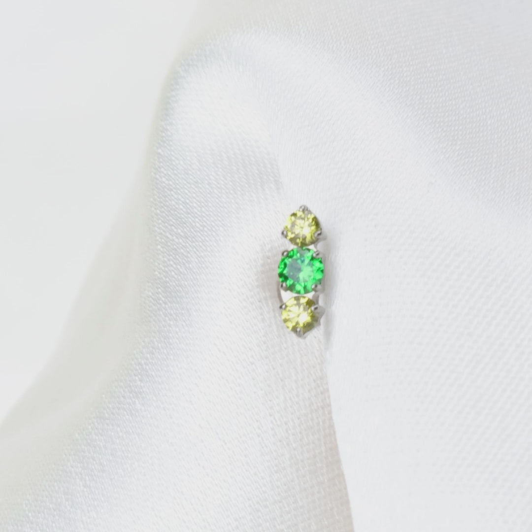 Load video: Titanium Mini Lyra Push Pin Flat Back Stud - Viva