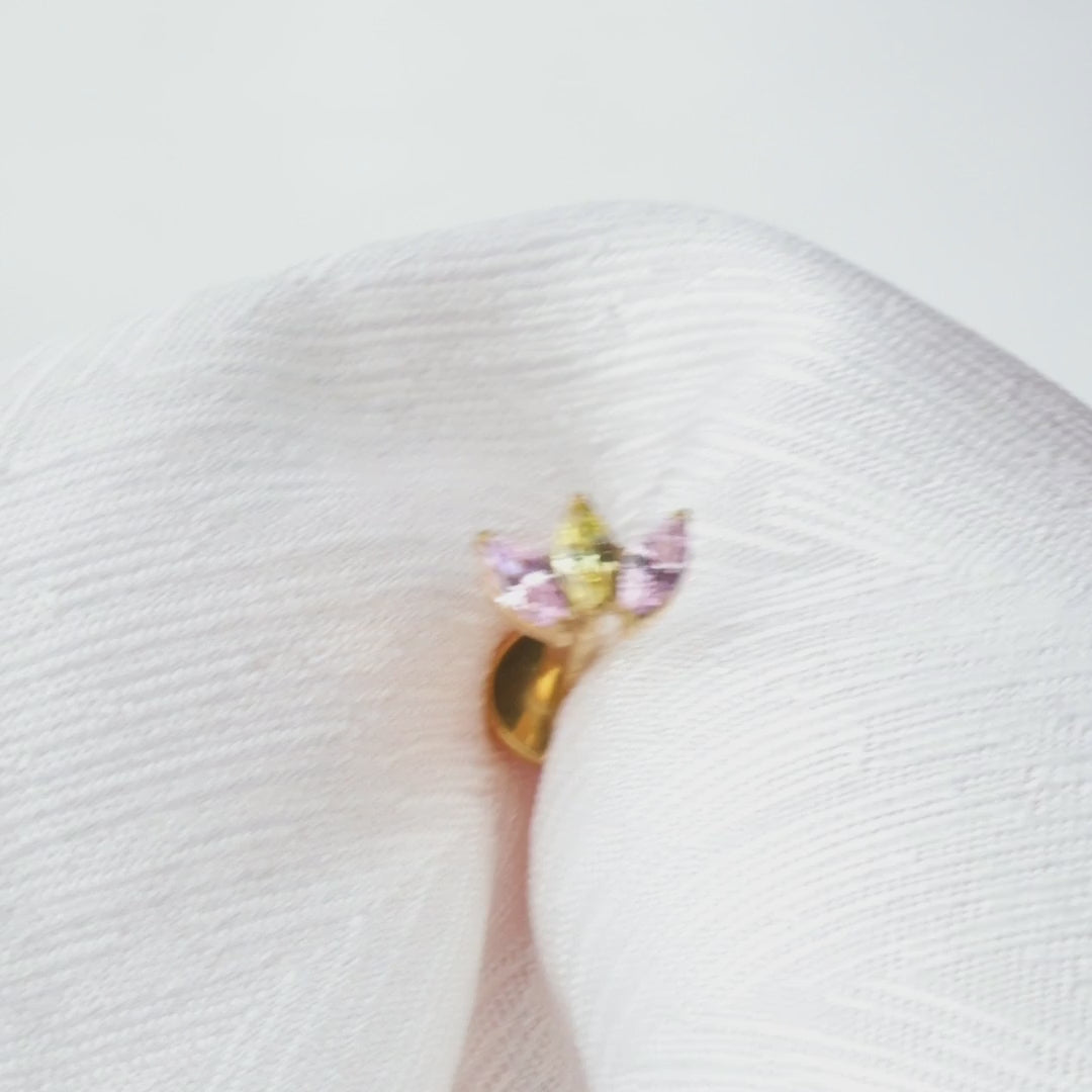 Load video: Titanium Dafni Mini Three-Petal Stud - Spring