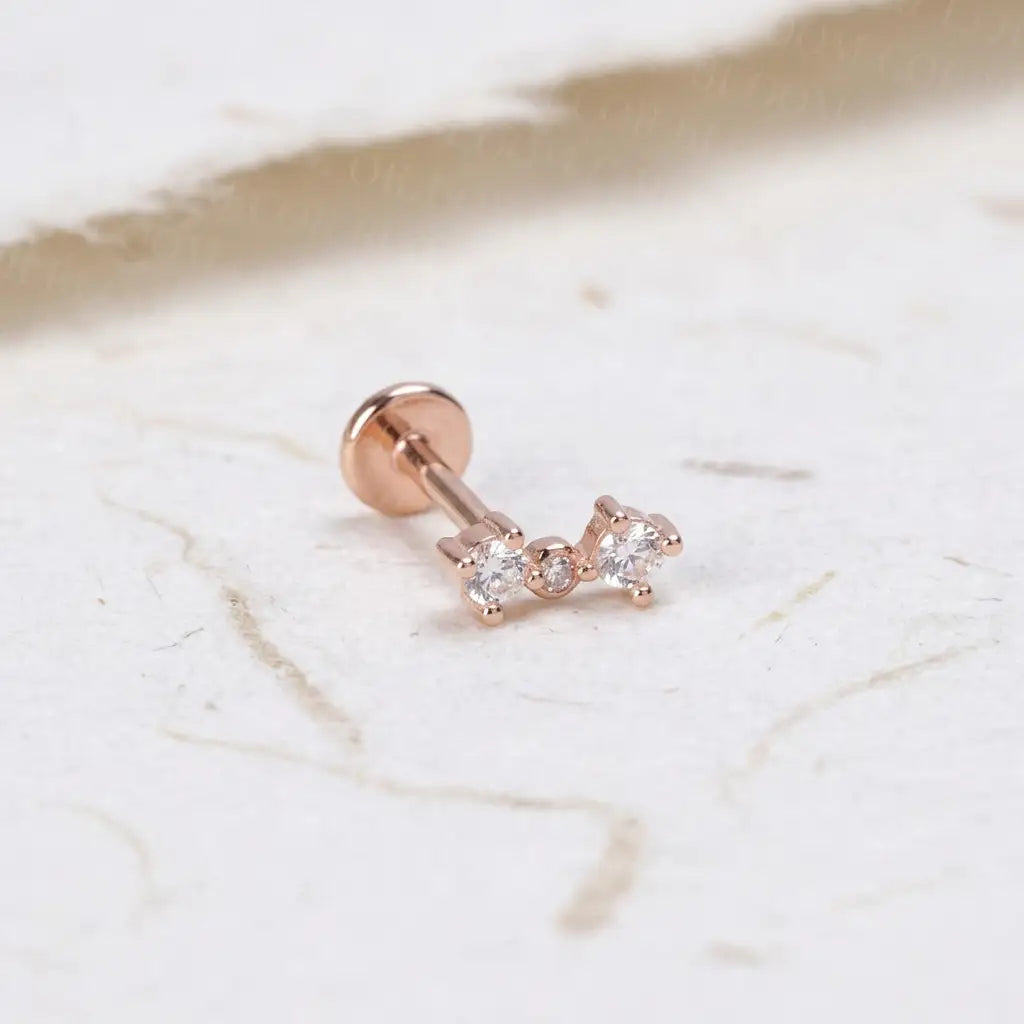 Mini Dangle Duo CZ Flat Back Stud