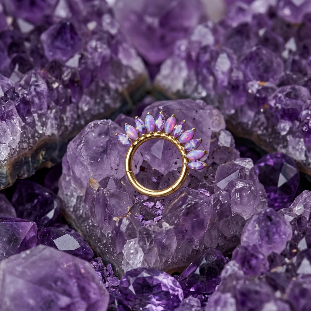 Clicker in titanio Eternity - ametista e opale Violet Frame