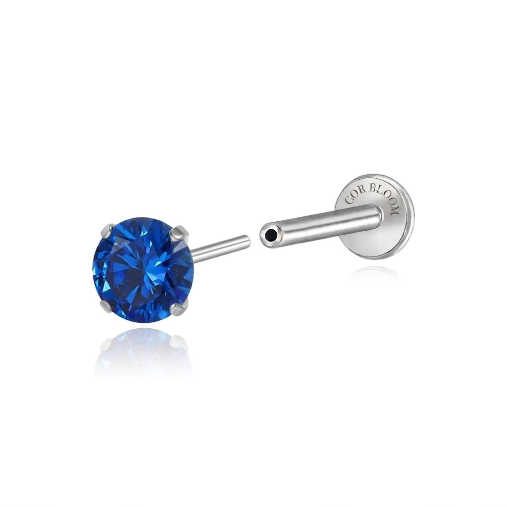 Titanium Multisize Blue Sapphire Stone Stud (Push Pin)