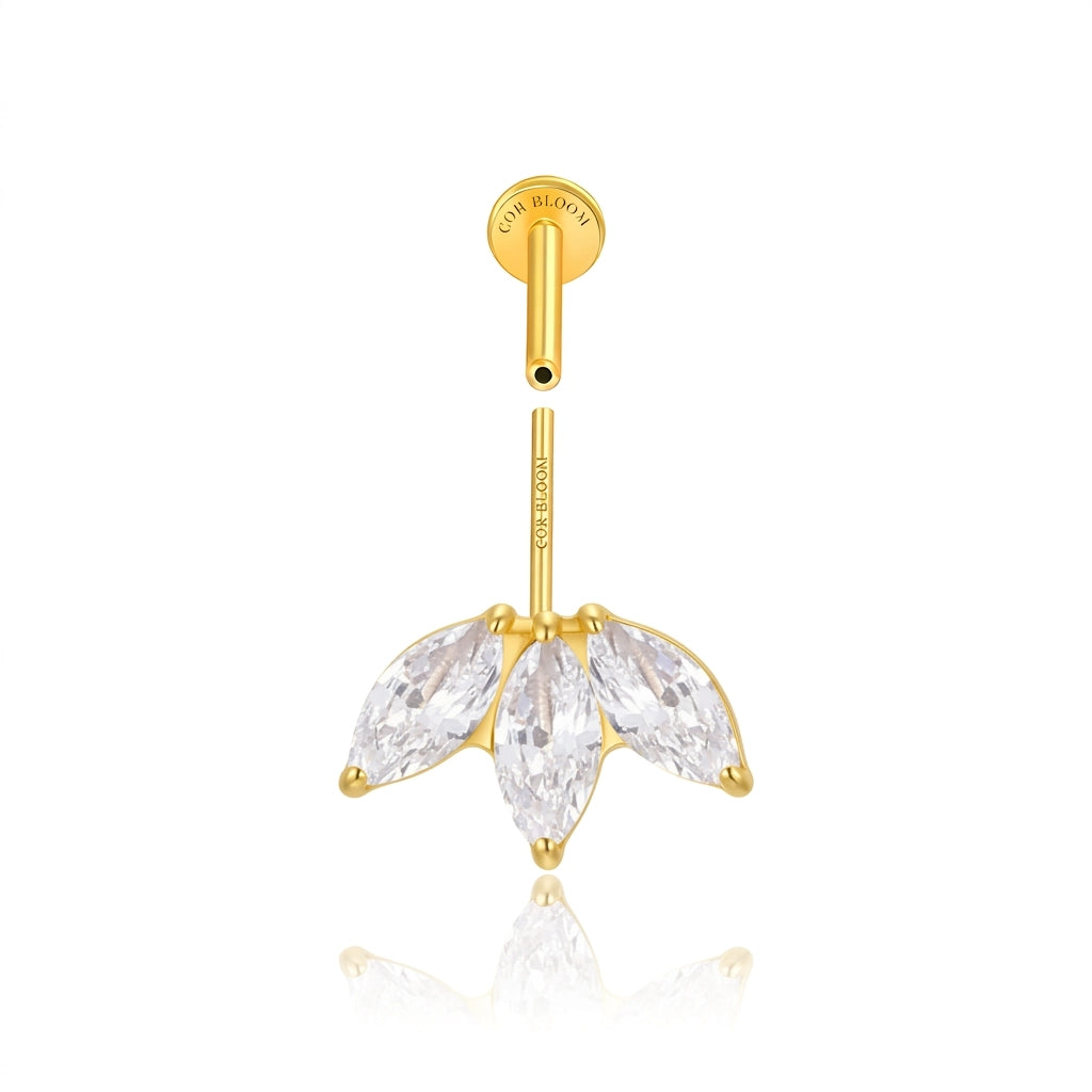 Titanium Kratos Diamond 3-Petal Stud - Hidden Helix