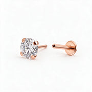 Titanium Lucia Multisize White CZ Push Pin Stud - Rose Gold