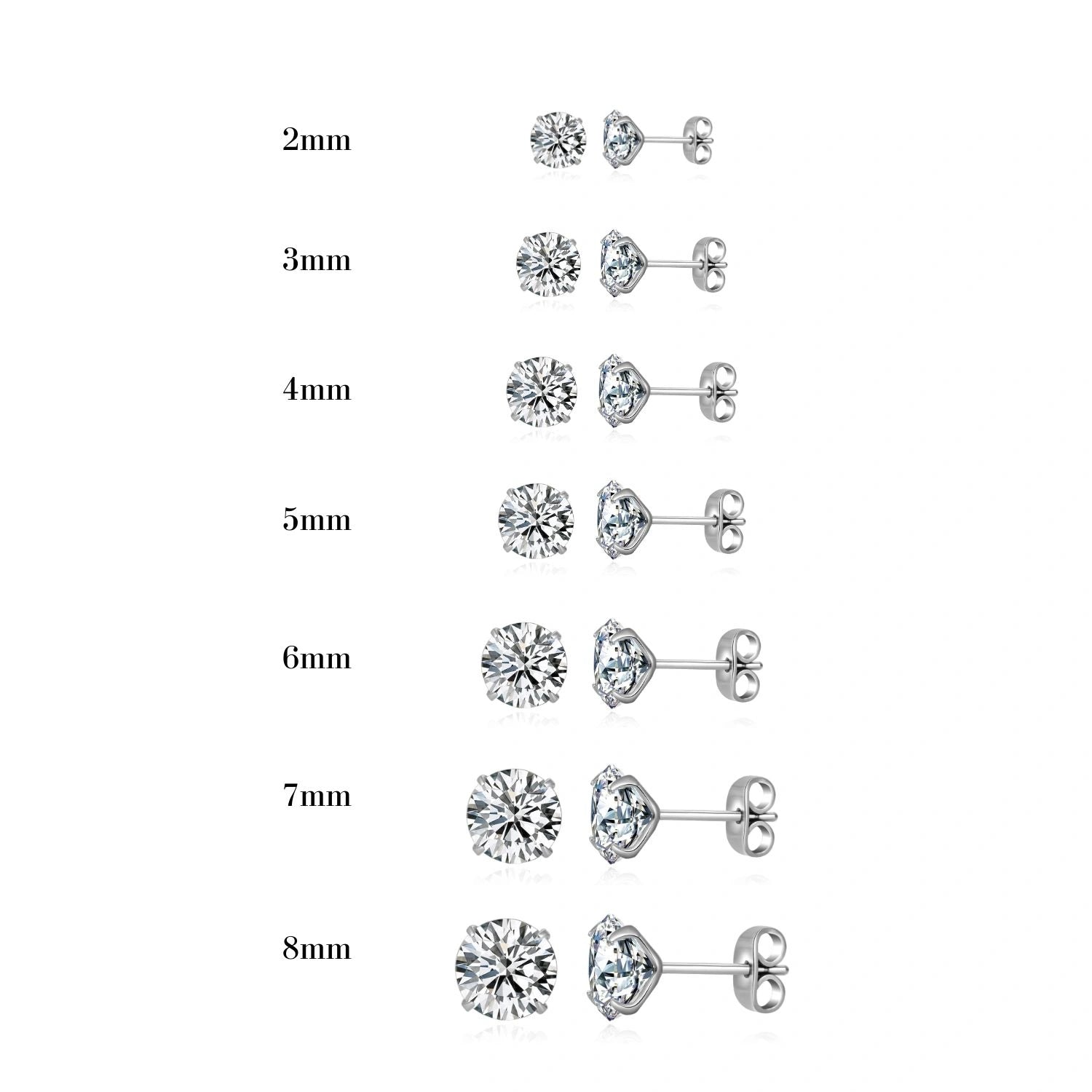 Essential Titanium Multisized CZ Stud Earrings