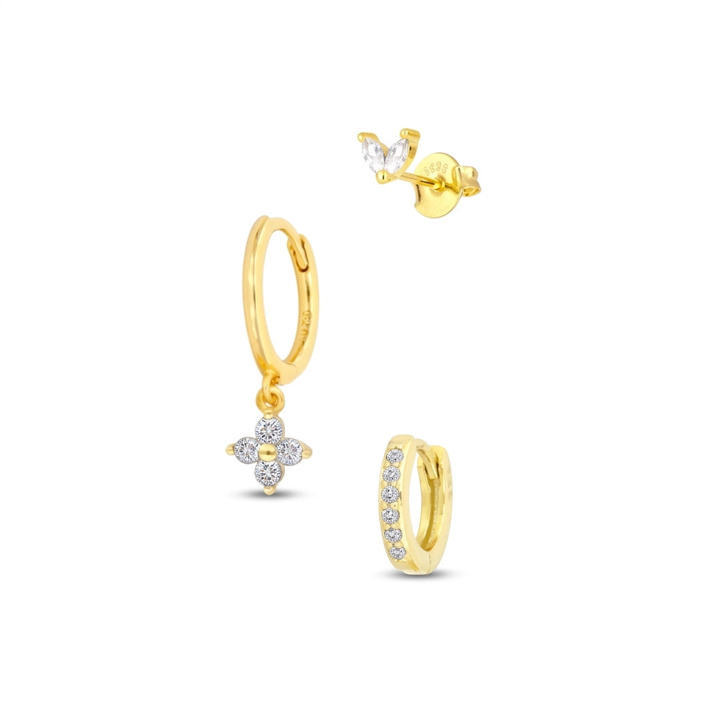 Dainty Diamond Flower Earring Sets