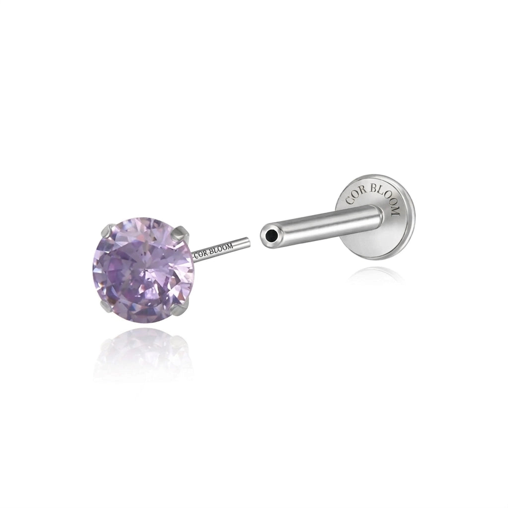 Titanium Multisize Light Amethyst Stud (Push Pin)