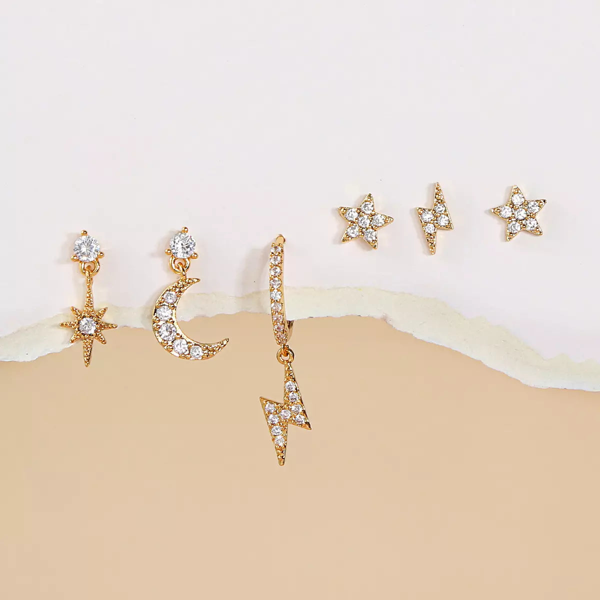 Moon, Star and Lightning Earring Set