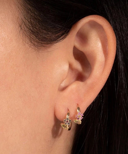Rosy Flower Hoop Earrings