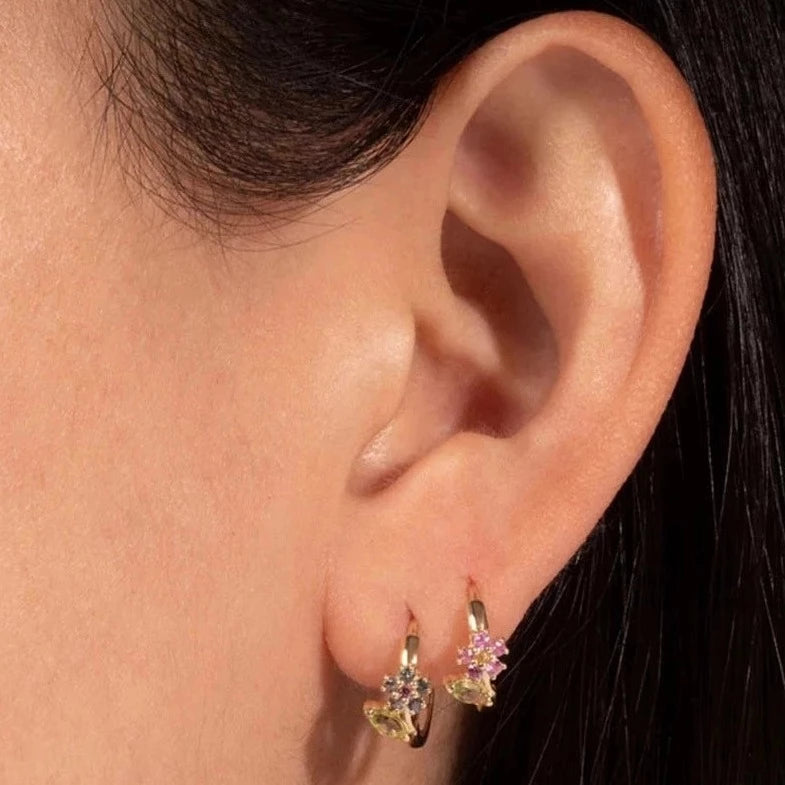 Celeste Flower Hoop Earrings