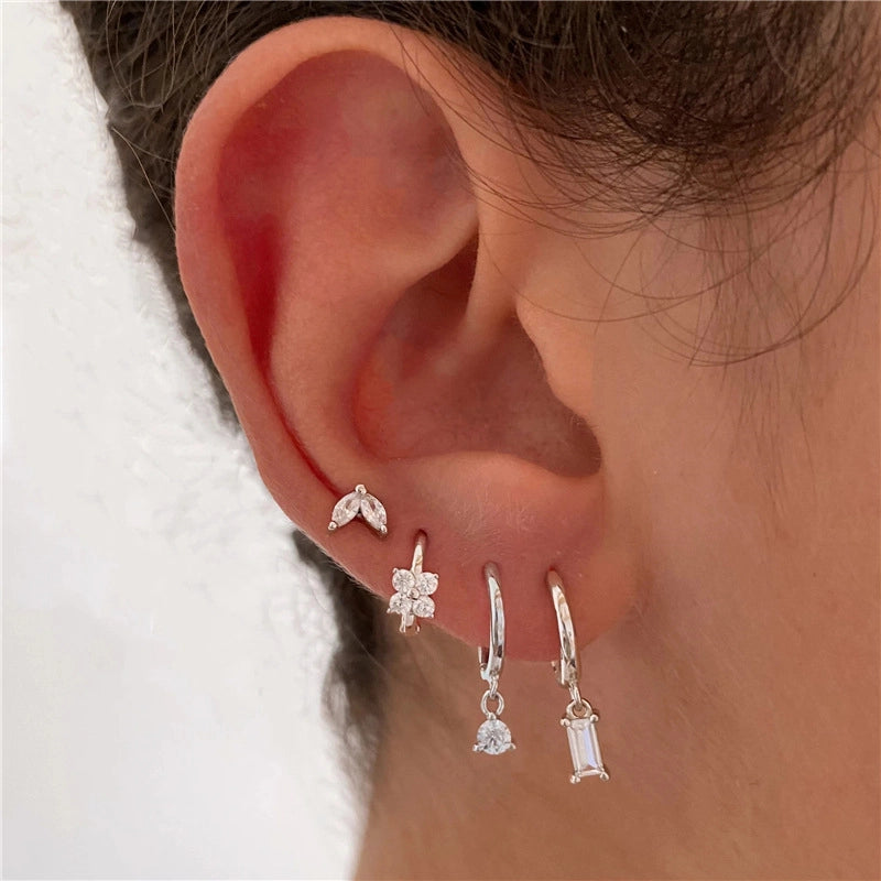 Snow White Silver Earring Set - COR BLOOM