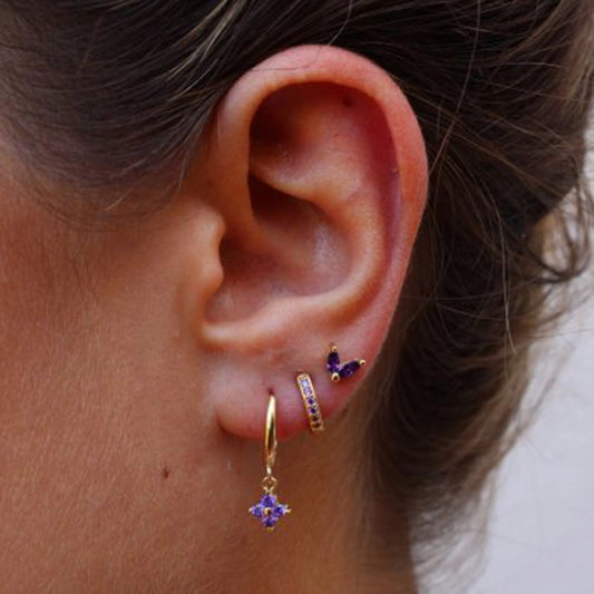 Blooming Gold Earring Set - Violet